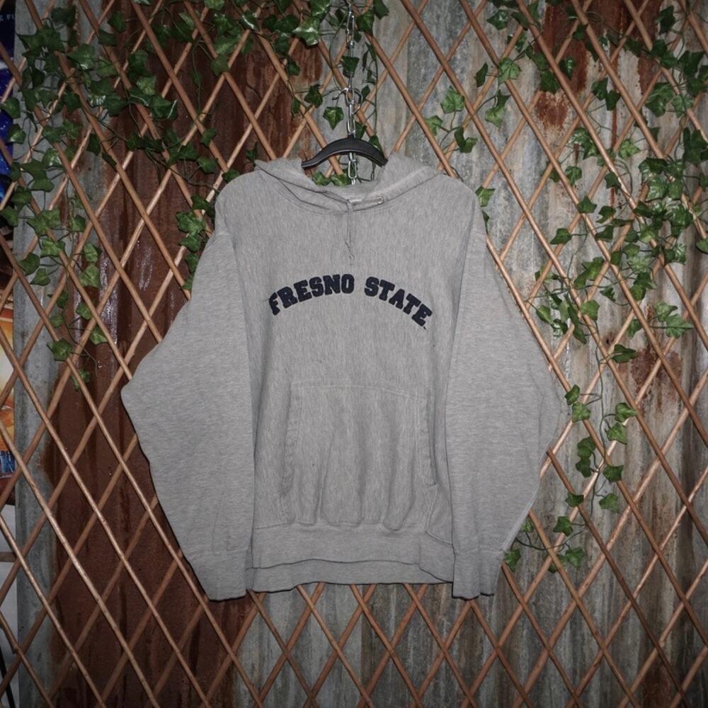 XL-Vintage Y2K Fresno State embroider raw heavyweight hoodie
